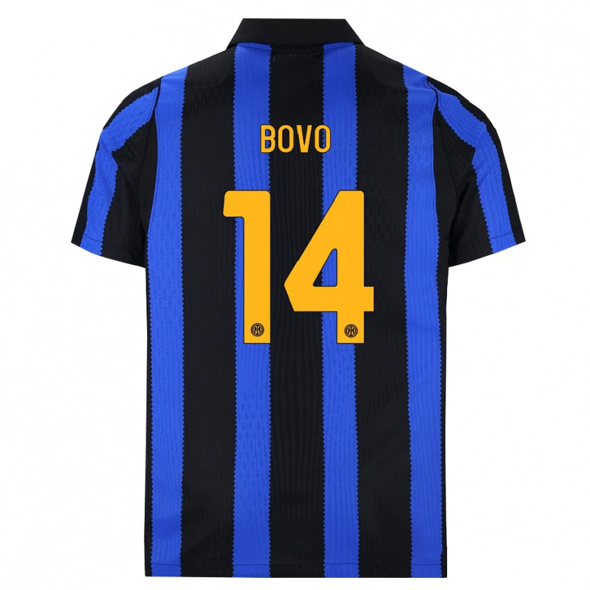 Danxen Enfant Maillot Leonardo Bovo #14 Noir Bleu Jaune Tenues Domicile 2026/27 T-Shirt
