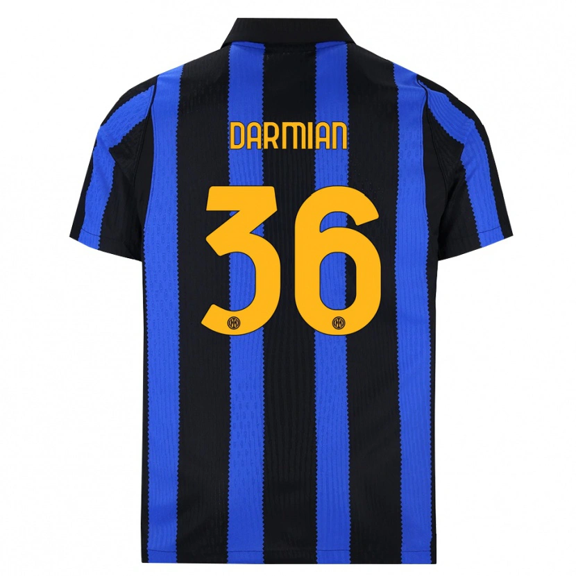 Danxen Enfant Maillot Matteo Darmian #36 Noir Bleu Jaune Tenues Domicile 2026/27 T-Shirt