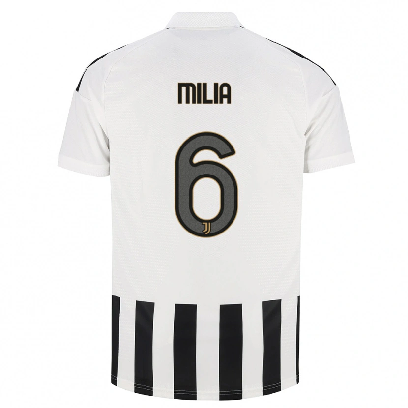 Danxen Enfant Maillot Nicolò Milia #6 Noir Blanc Marron Tenues Domicile 2026/27 T-Shirt