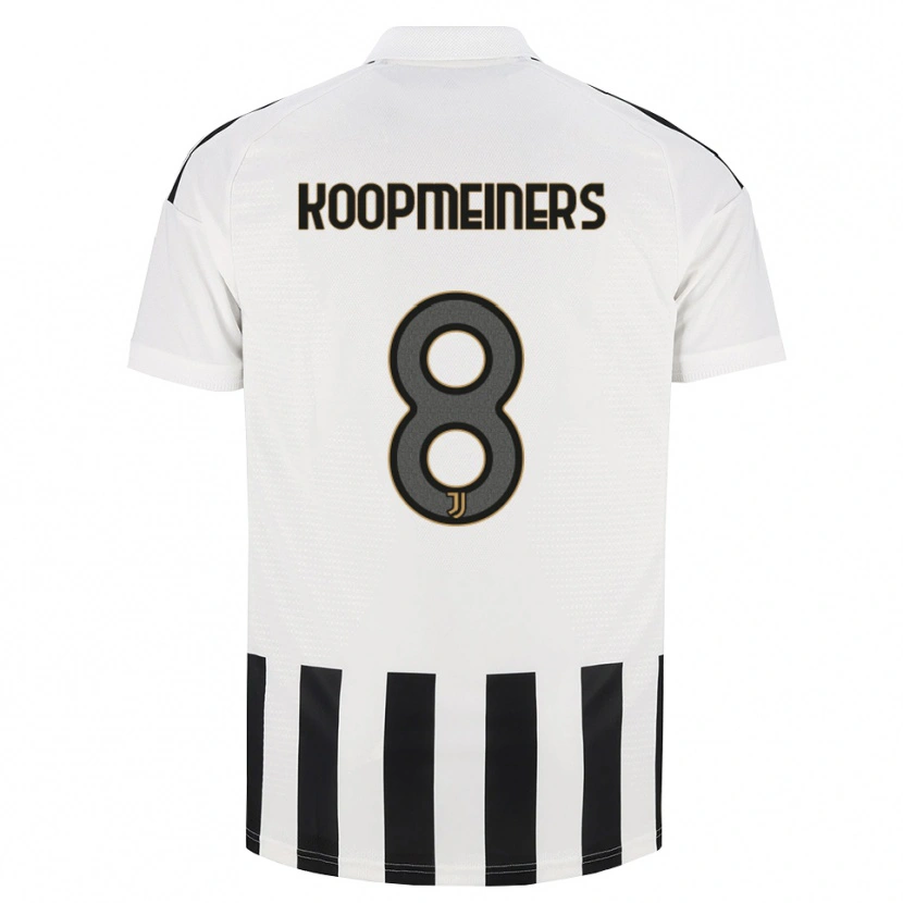 Danxen Enfant Maillot Teun Koopmeiners #8 Noir Blanc Marron Tenues Domicile 2026/27 T-Shirt