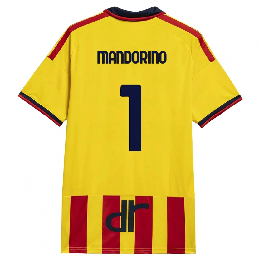 Danxen Enfant Maillot Matteo Mandorino #1 Jaune Rouge Tenues Domicile 2026/27 T-Shirt