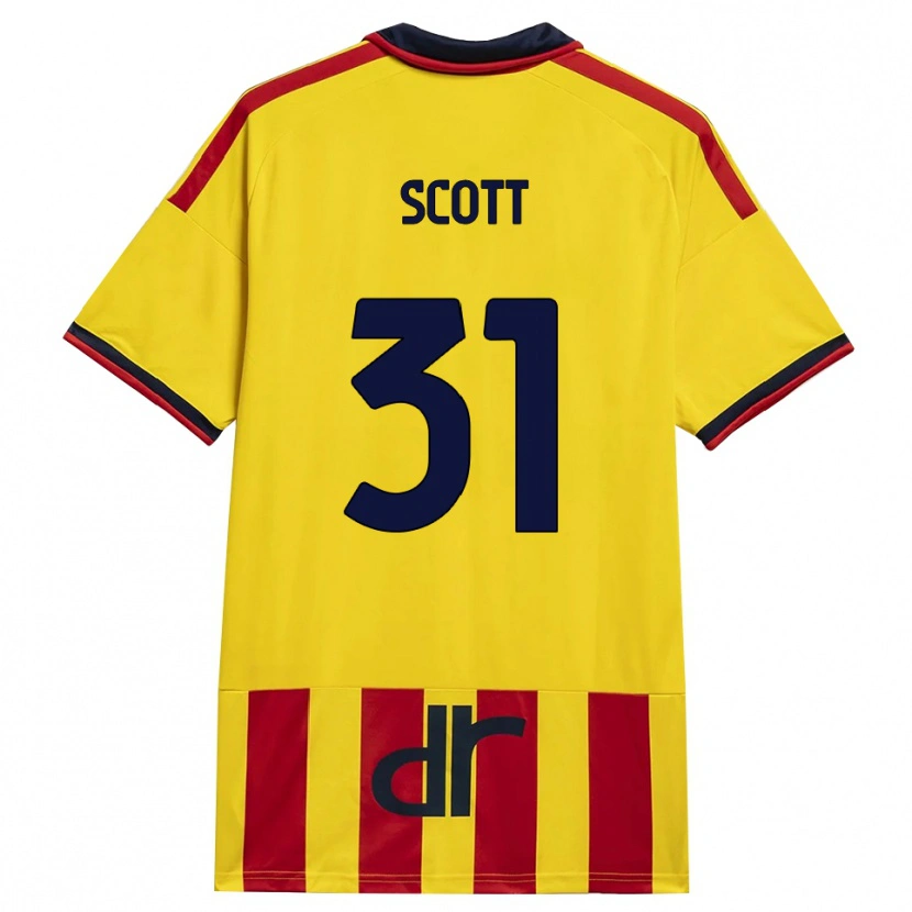 Danxen Enfant Maillot Elijah Scott #31 Jaune Rouge Tenues Domicile 2026/27 T-Shirt