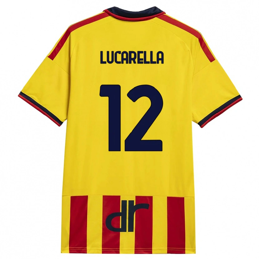 Danxen Enfant Maillot Andrea Lucarella #12 Jaune Rouge Tenues Domicile 2026/27 T-Shirt