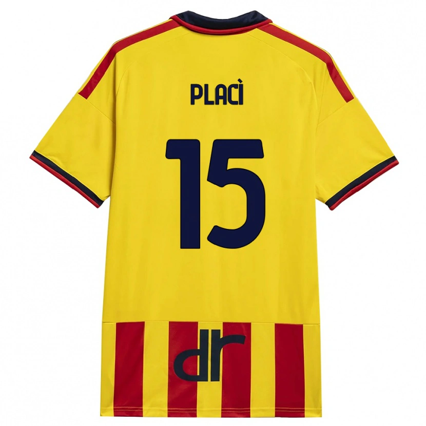 Danxen Enfant Maillot Davide Placì #15 Jaune Rouge Tenues Domicile 2026/27 T-Shirt
