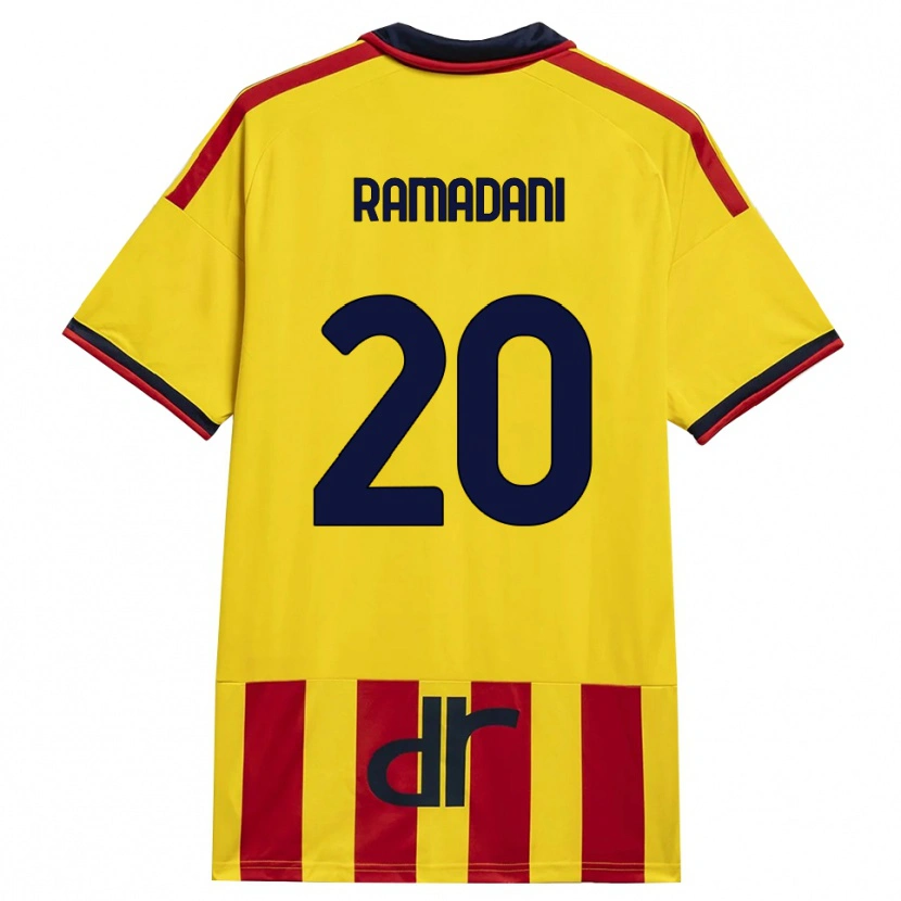 Danxen Enfant Maillot Ylber Ramadani #20 Jaune Rouge Tenues Domicile 2026/27 T-Shirt