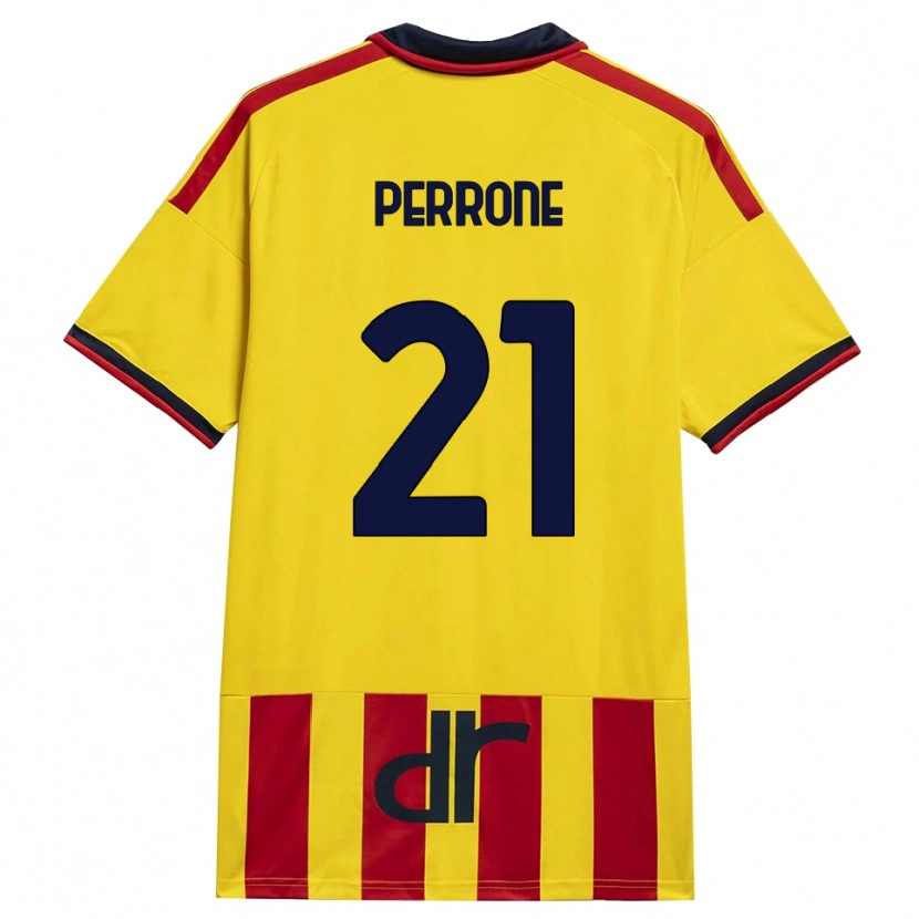 Danxen Enfant Maillot Samuele Perrone #21 Jaune Rouge Tenues Domicile 2026/27 T-Shirt