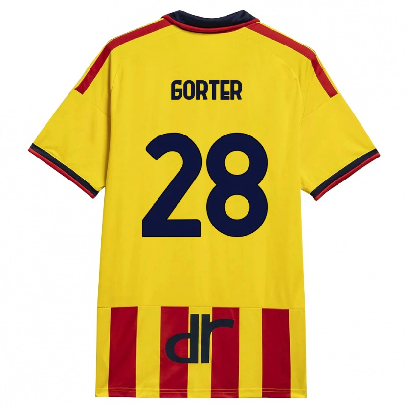 Danxen Enfant Maillot Olaf Gorter #28 Jaune Rouge Tenues Domicile 2026/27 T-Shirt