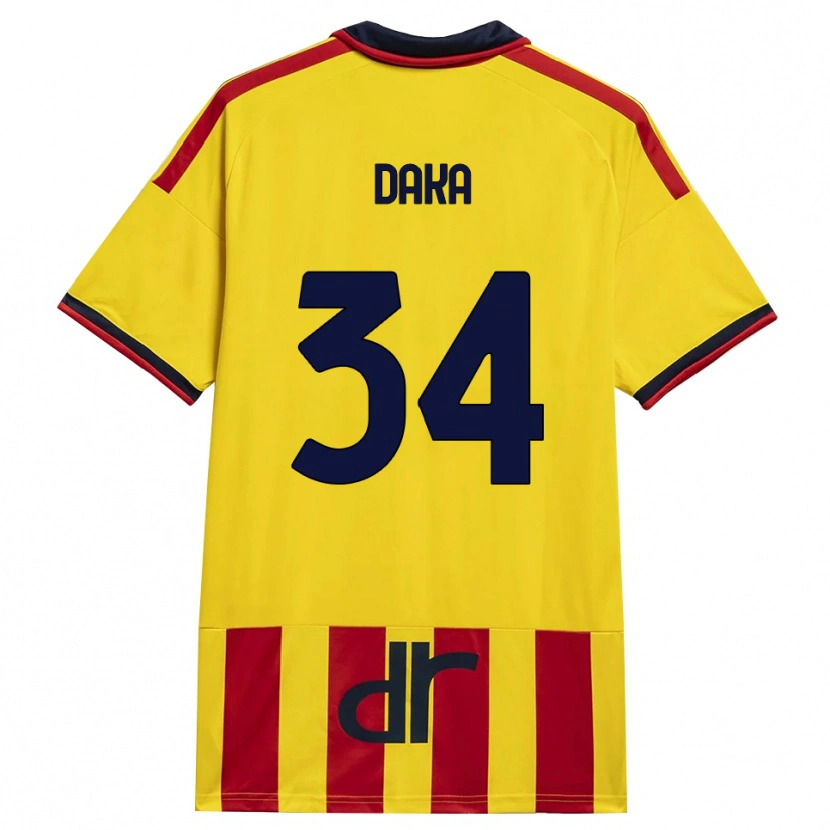 Danxen Enfant Maillot Dario Daka #34 Jaune Rouge Tenues Domicile 2026/27 T-Shirt