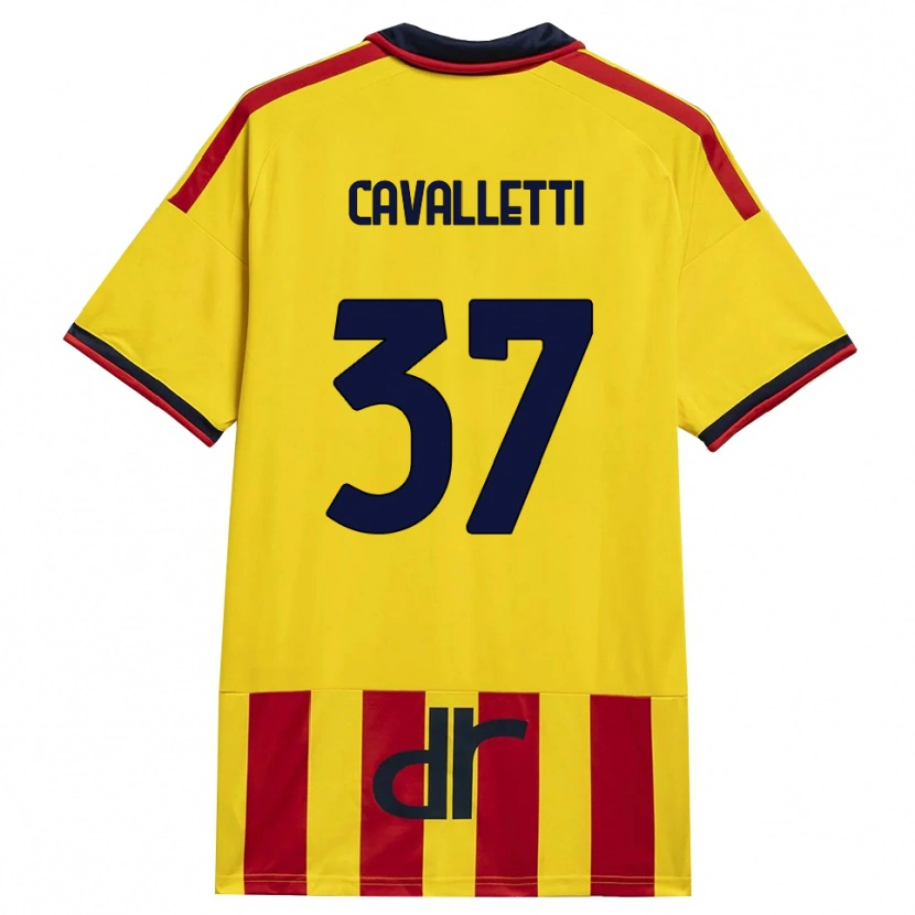 Danxen Enfant Maillot Cristian Cavalletti #37 Jaune Rouge Tenues Domicile 2026/27 T-Shirt
