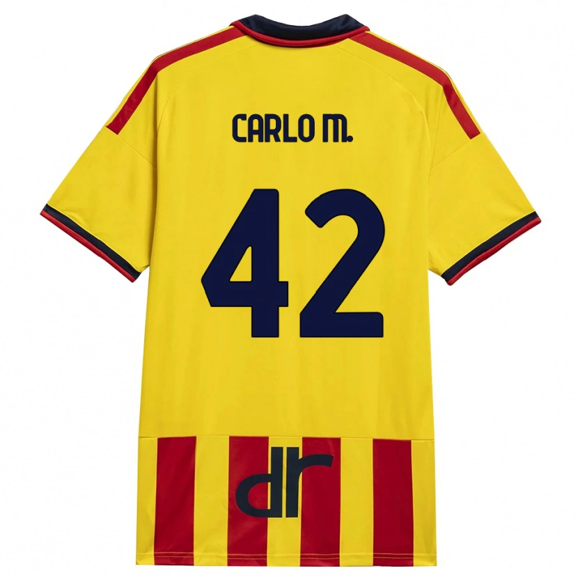 Danxen Enfant Maillot Carlo Mariano #42 Jaune Rouge Tenues Domicile 2026/27 T-Shirt