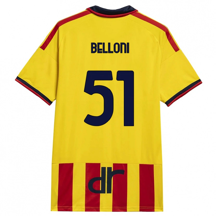 Danxen Enfant Maillot Giacomo Belloni #51 Jaune Rouge Tenues Domicile 2026/27 T-Shirt