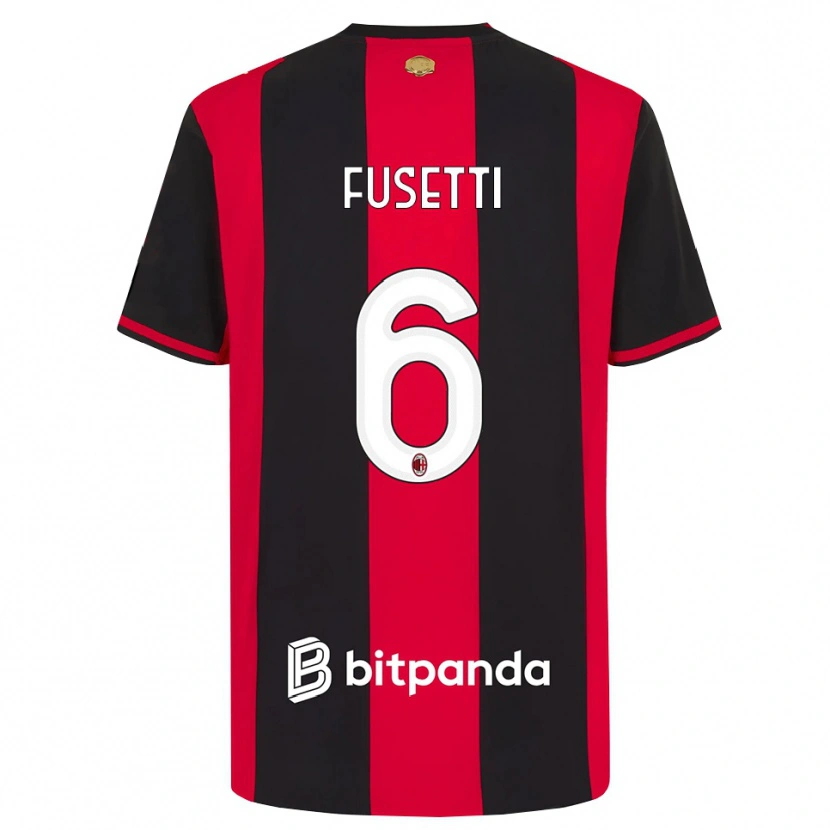 Danxen Enfant Maillot Laura Fusetti #6 Rouge Noir Blanc Tenues Domicile 2026/27 T-Shirt