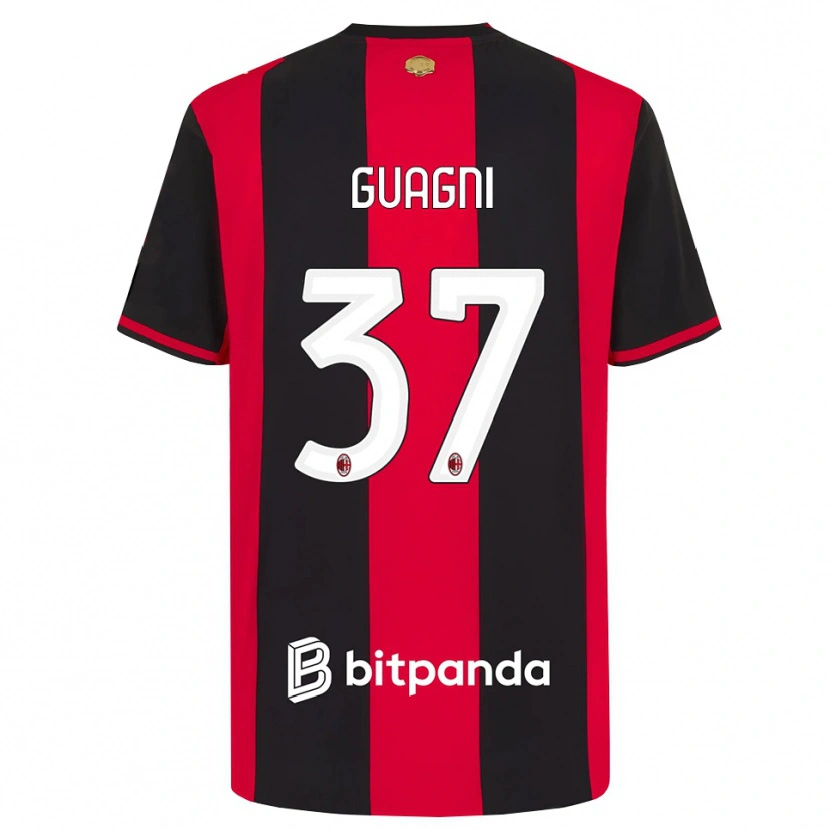 Danxen Enfant Maillot Alia Guagni #37 Rouge Noir Blanc Tenues Domicile 2026/27 T-Shirt