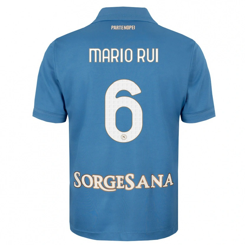 Danxen Enfant Maillot Mario Rui #6 Bleu Brumeux Blanc Tenues Domicile 2026/27 T-Shirt