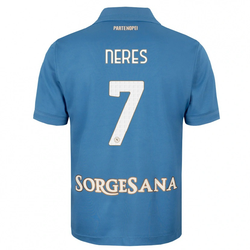 Danxen Enfant Maillot David Neres #7 Bleu Brumeux Blanc Tenues Domicile 2026/27 T-Shirt