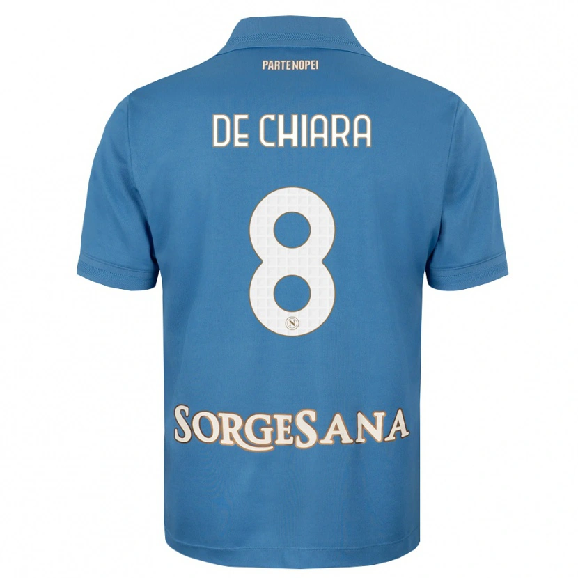 Danxen Enfant Maillot Emmanuele De Chiara #8 Bleu Brumeux Blanc Tenues Domicile 2026/27 T-Shirt