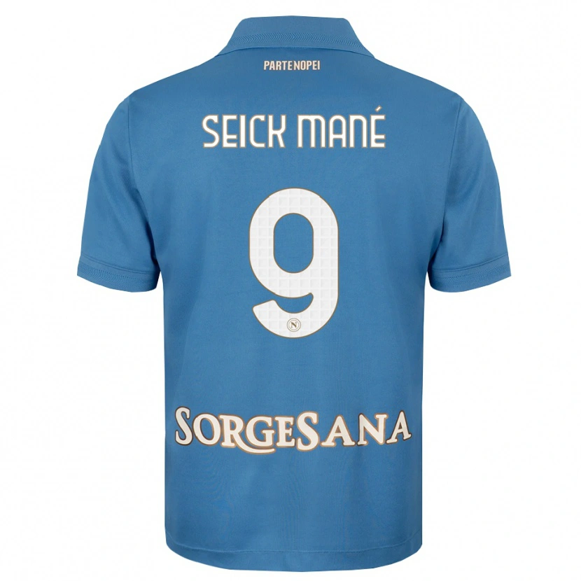 Danxen Enfant Maillot Mohamed Seick Mané #9 Bleu Brumeux Blanc Tenues Domicile 2026/27 T-Shirt
