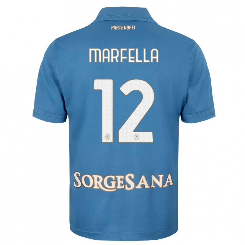 Danxen Enfant Maillot Davide Marfella #12 Bleu Brumeux Blanc Tenues Domicile 2026/27 T-Shirt