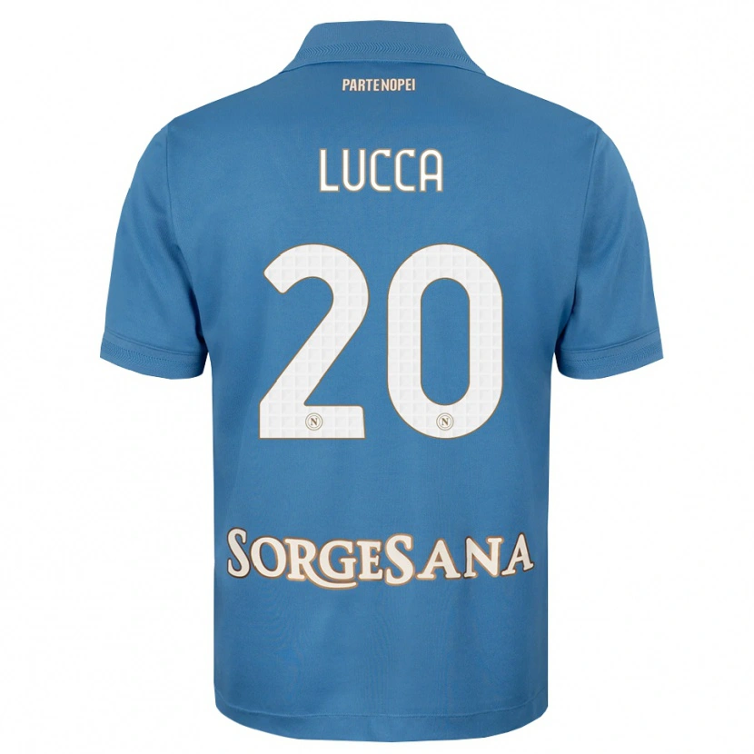 Danxen Enfant Maillot Lorenzo Lucca #20 Bleu Brumeux Blanc Tenues Domicile 2026/27 T-Shirt