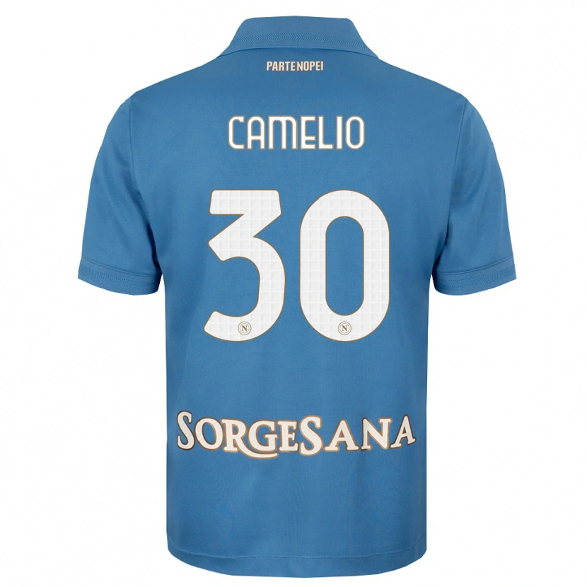Danxen Enfant Maillot Umberto Camelio #30 Bleu Brumeux Blanc Tenues Domicile 2026/27 T-Shirt