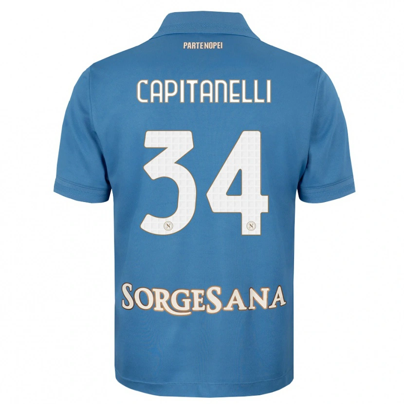 Danxen Enfant Maillot Ilaria Capitanelli #34 Bleu Brumeux Blanc Tenues Domicile 2026/27 T-Shirt