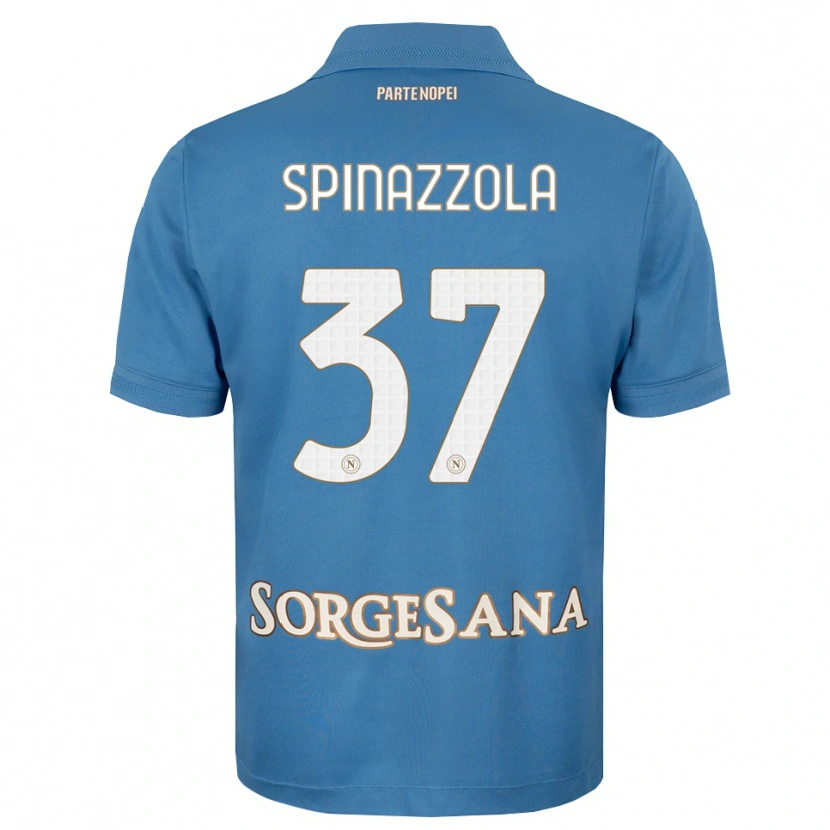 Danxen Enfant Maillot Leonardo Spinazzola #37 Bleu Brumeux Blanc Tenues Domicile 2026/27 T-Shirt