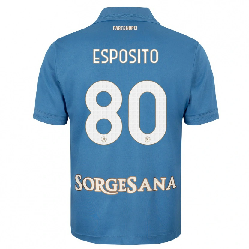 Danxen Enfant Maillot Luigi Esposito #80 Bleu Brumeux Blanc Tenues Domicile 2026/27 T-Shirt