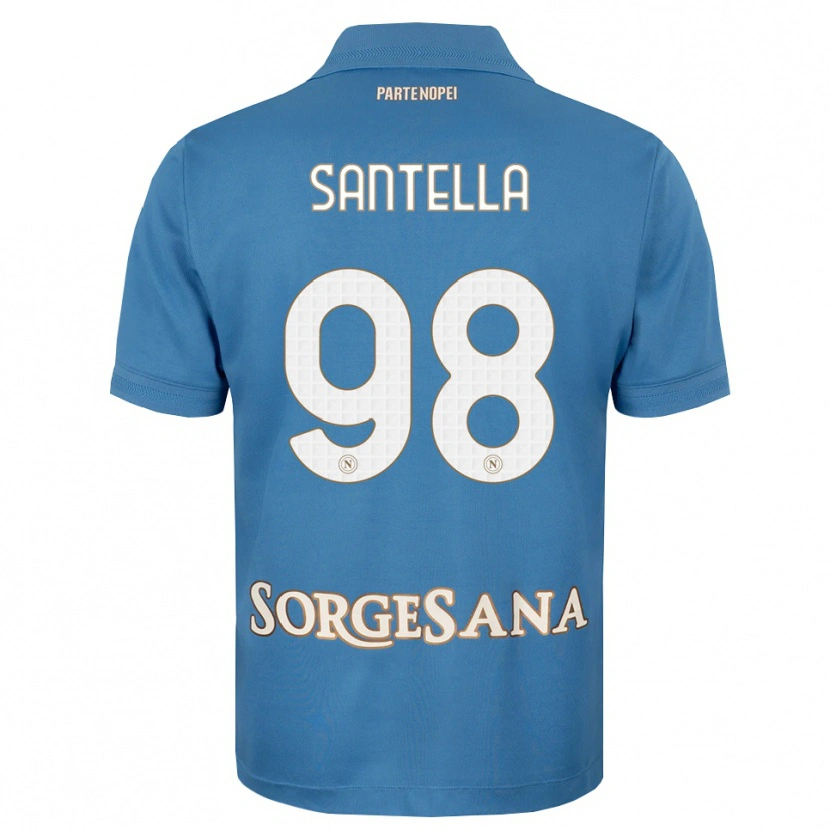 Danxen Enfant Maillot Alessandro Santella #98 Bleu Brumeux Blanc Tenues Domicile 2026/27 T-Shirt