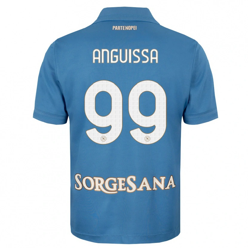 Danxen Enfant Maillot Frank Anguissa #99 Bleu Brumeux Blanc Tenues Domicile 2026/27 T-Shirt