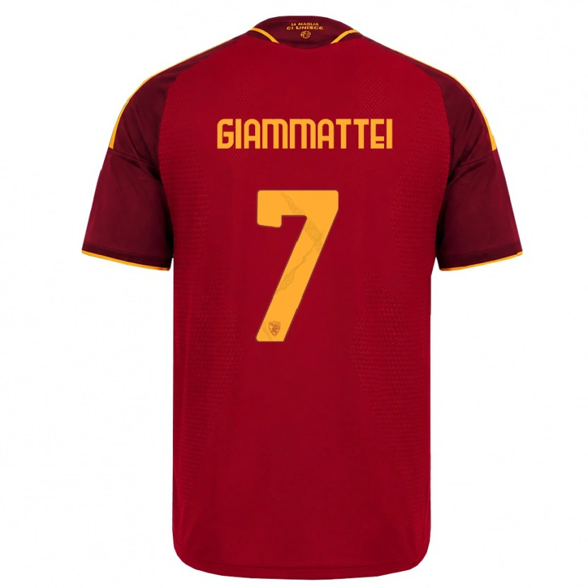 Danxen Enfant Maillot Gioele Giammattei #7 Rouge Doré Jaune Tenues Domicile 2026/27 T-Shirt