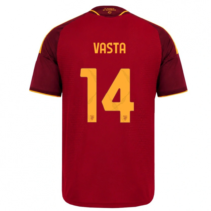 Danxen Enfant Maillot Jacopo Vasta #14 Rouge Doré Jaune Tenues Domicile 2026/27 T-Shirt