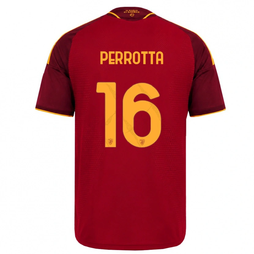 Danxen Enfant Maillot Mathias Perrotta #16 Rouge Doré Jaune Tenues Domicile 2026/27 T-Shirt