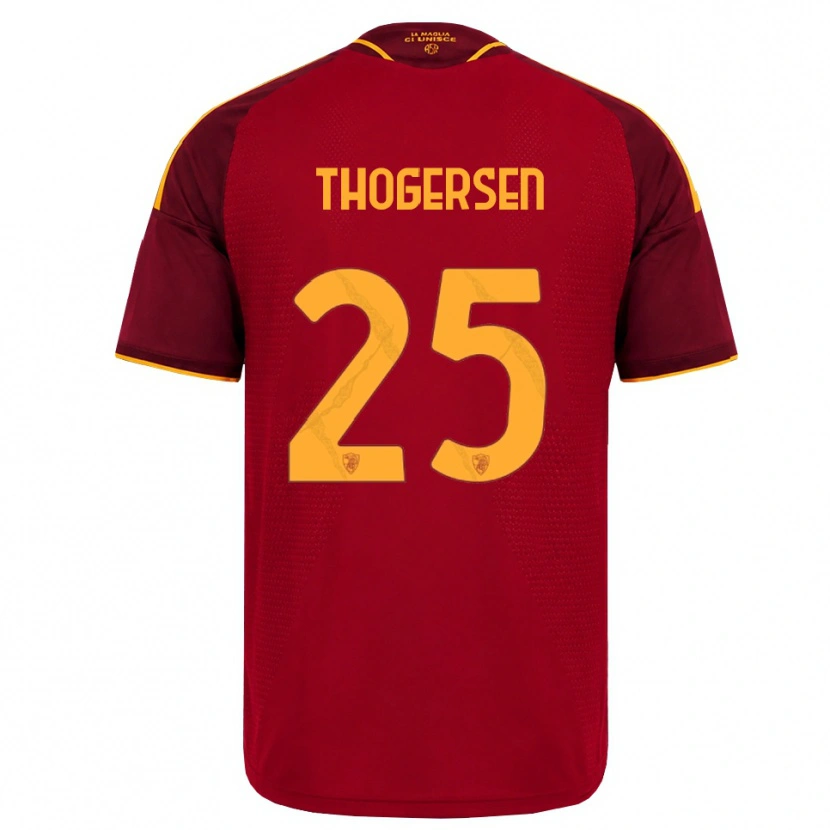 Danxen Enfant Maillot Frederikke Skjødt Thøgersen #25 Rouge Doré Jaune Tenues Domicile 2026/27 T-Shirt
