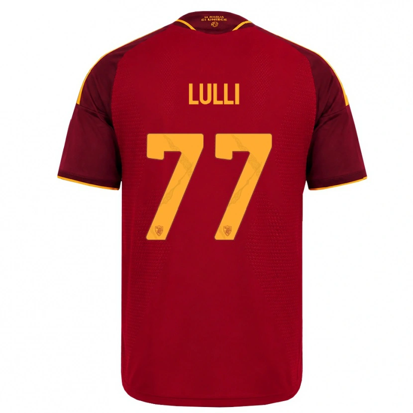 Danxen Enfant Maillot Emanuele Lulli #77 Rouge Doré Jaune Tenues Domicile 2026/27 T-Shirt