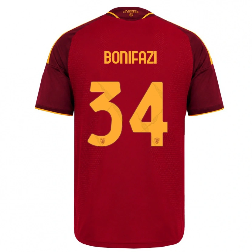 Danxen Enfant Maillot Giampaolo Bonifazi #34 Rouge Doré Jaune Tenues Domicile 2026/27 T-Shirt