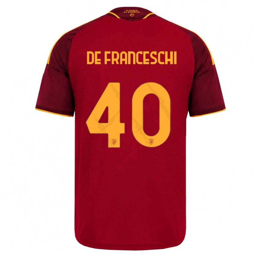 Danxen Enfant Maillot Leonardo De Franceschi #40 Rouge Doré Jaune Tenues Domicile 2026/27 T-Shirt
