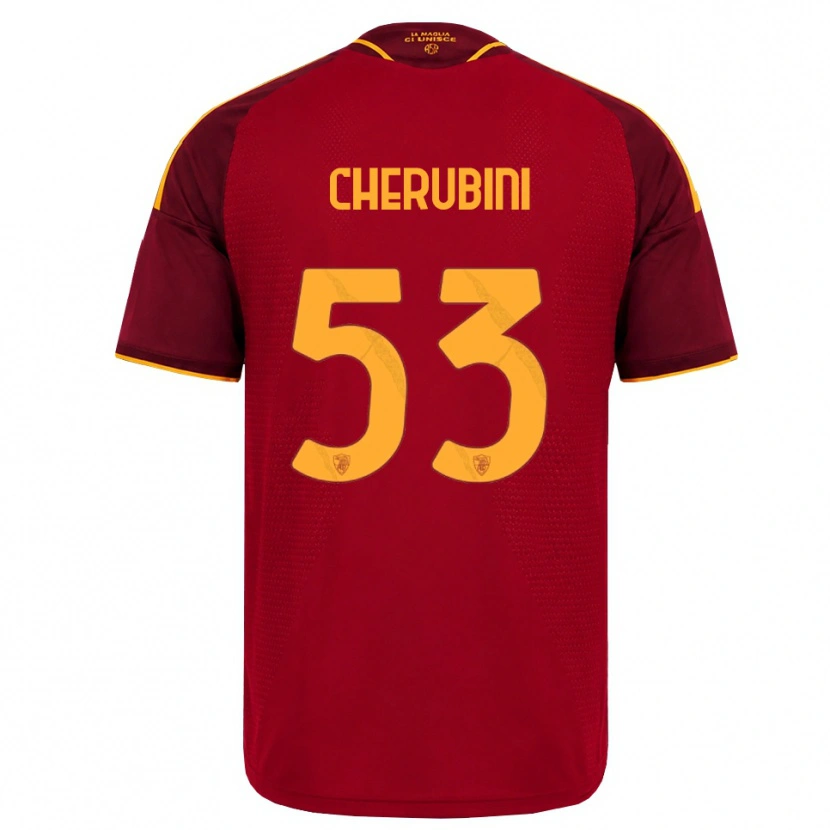 Danxen Enfant Maillot Martina Cherubini #53 Rouge Doré Jaune Tenues Domicile 2026/27 T-Shirt