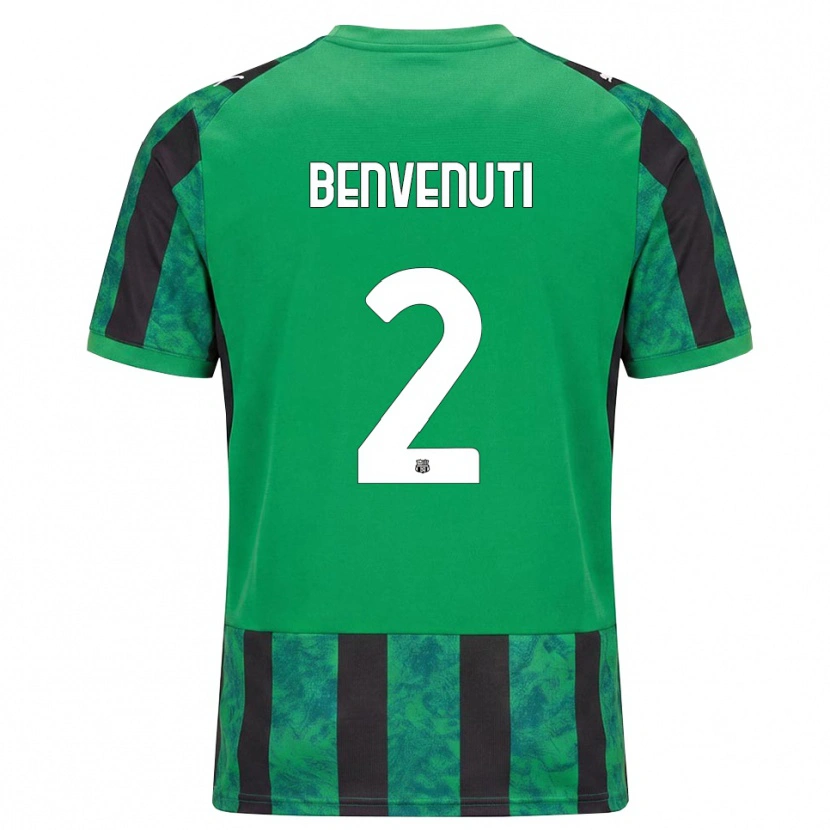 Danxen Enfant Maillot Giacomo Benvenuti #2 Vert Noir Blanc Tenues Domicile 2026/27 T-Shirt