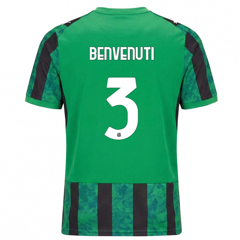 Danxen Enfant Maillot Tommaso Benvenuti #3 Vert Noir Blanc Tenues Domicile 2026/27 T-Shirt