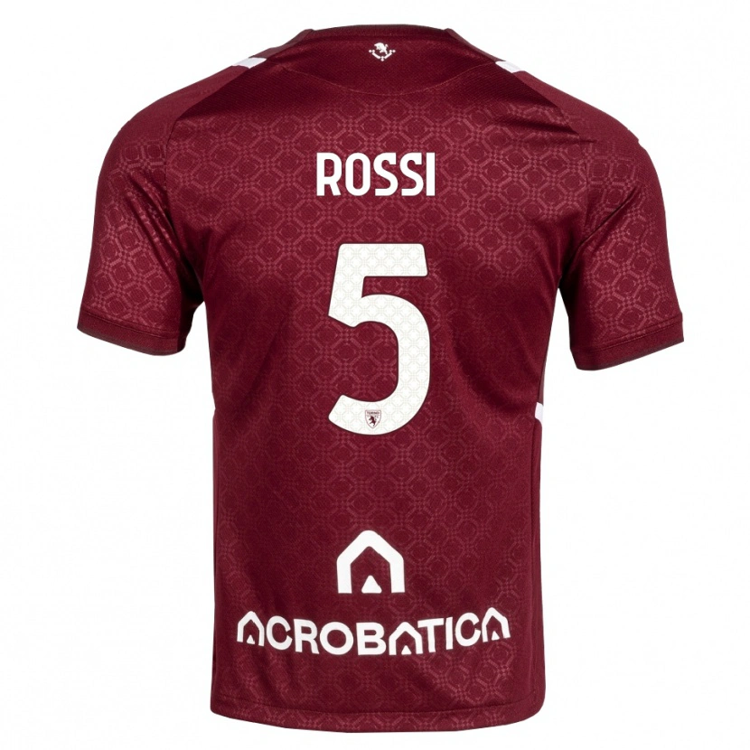 Danxen Enfant Maillot Simone Rossi #5 Bourgogne Blanc Tenues Domicile 2026/27 T-Shirt