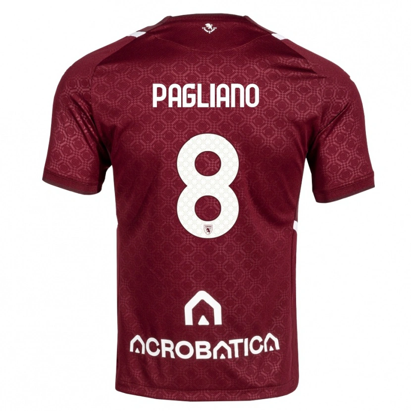 Danxen Enfant Maillot Nicolò Pagliano #8 Bourgogne Blanc Tenues Domicile 2026/27 T-Shirt