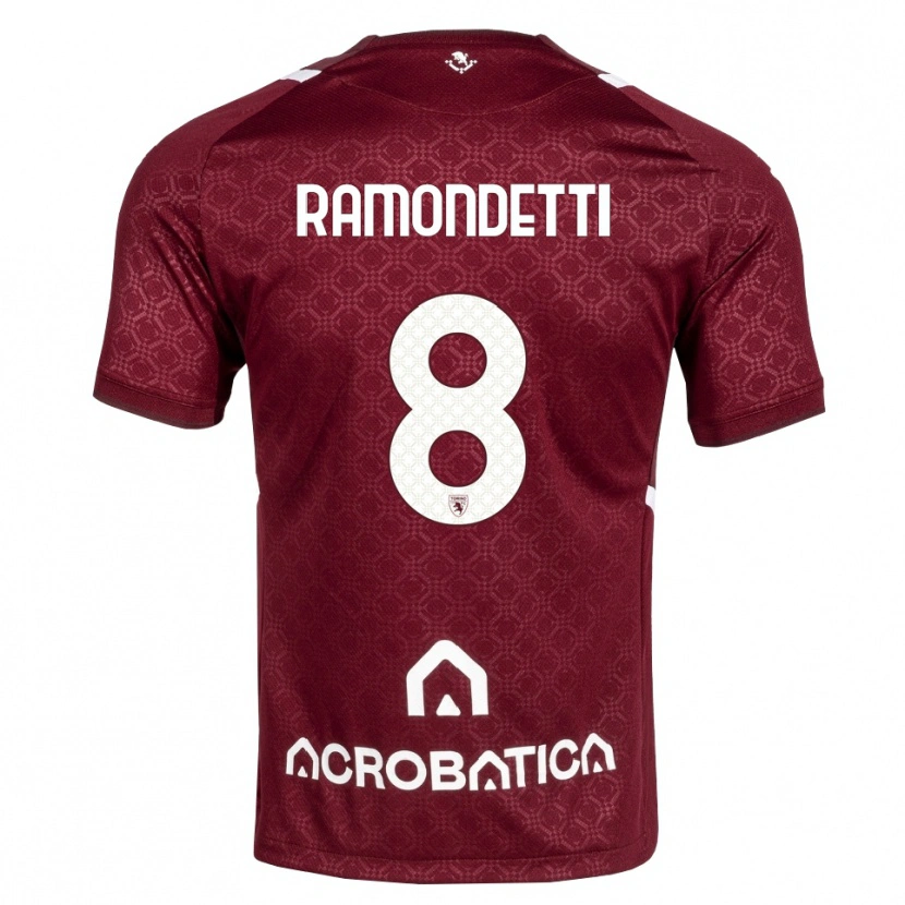 Danxen Enfant Maillot Vittorio Ramondetti #8 Bourgogne Blanc Tenues Domicile 2026/27 T-Shirt