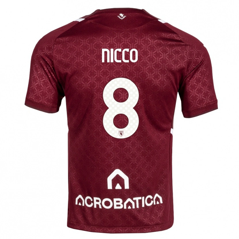 Danxen Enfant Maillot Giada Nicco #8 Bourgogne Blanc Tenues Domicile 2026/27 T-Shirt