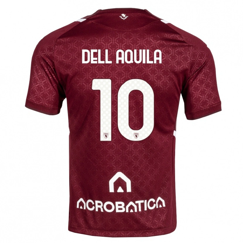 Danxen Enfant Maillot Francesco Dell'aquila #10 Bourgogne Blanc Tenues Domicile 2026/27 T-Shirt