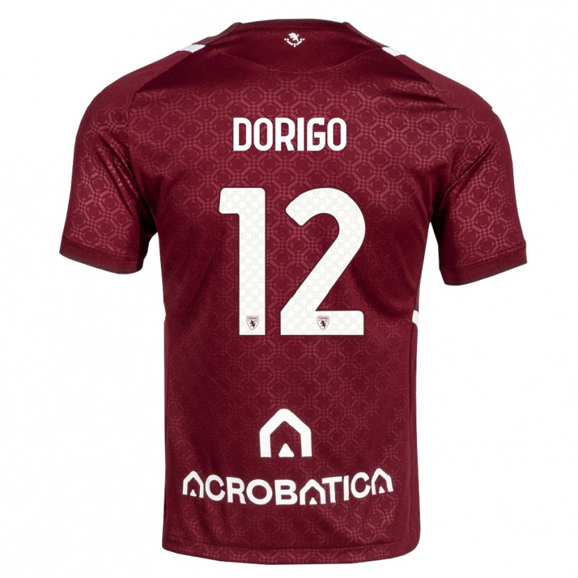 Danxen Enfant Maillot Andrea Dorigo #12 Bourgogne Blanc Tenues Domicile 2026/27 T-Shirt