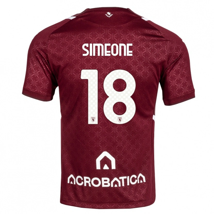 Danxen Enfant Maillot Giovanni Simeone #18 Bourgogne Blanc Tenues Domicile 2026/27 T-Shirt