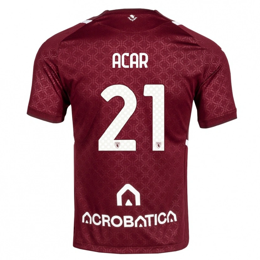 Danxen Enfant Maillot Emirhan Acar #21 Bourgogne Blanc Tenues Domicile 2026/27 T-Shirt