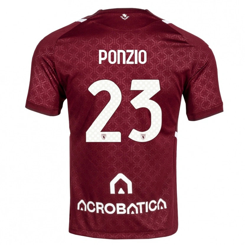 Danxen Enfant Maillot Erika Ponzio #23 Bourgogne Blanc Tenues Domicile 2026/27 T-Shirt