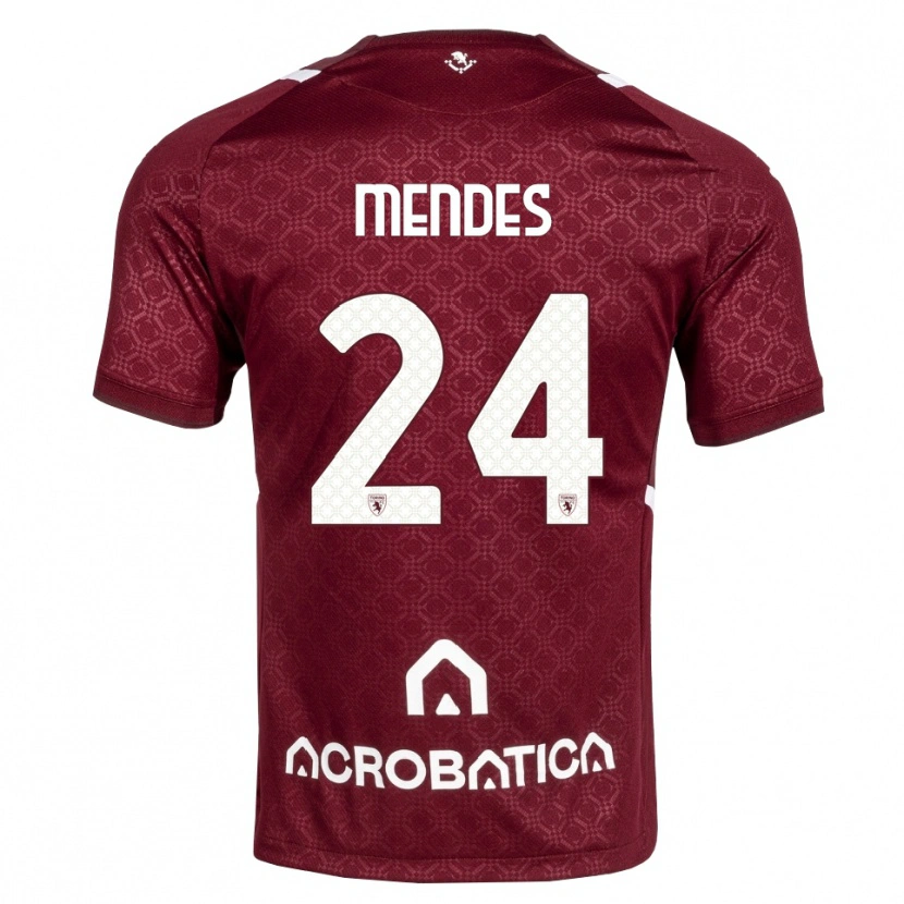 Danxen Enfant Maillot Rodrigo Mendes #24 Bourgogne Blanc Tenues Domicile 2026/27 T-Shirt