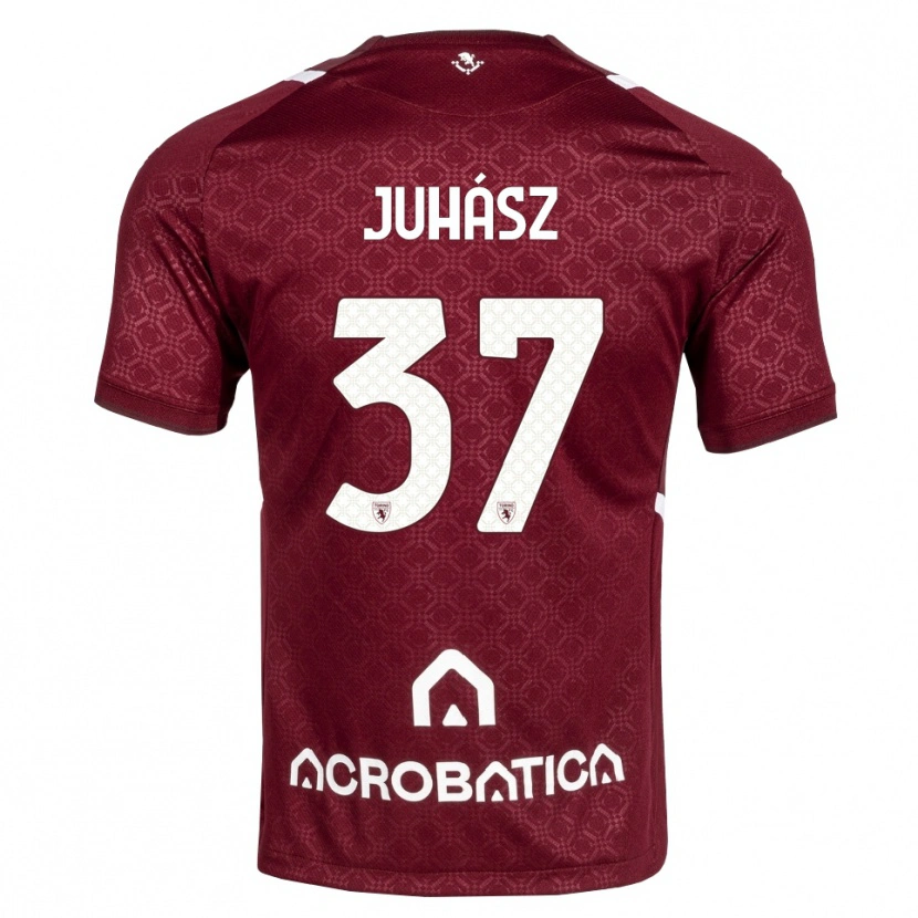 Danxen Enfant Maillot Martin Juhász #37 Bourgogne Blanc Tenues Domicile 2026/27 T-Shirt